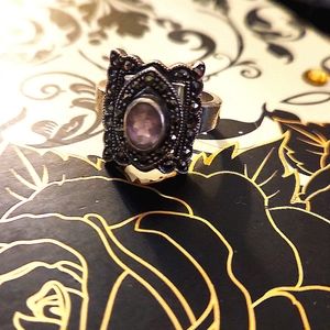 Vintage 90s Amethyst and Marcasite ring